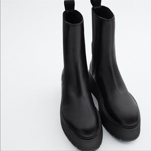 Zara - flat platform leather ankle boots